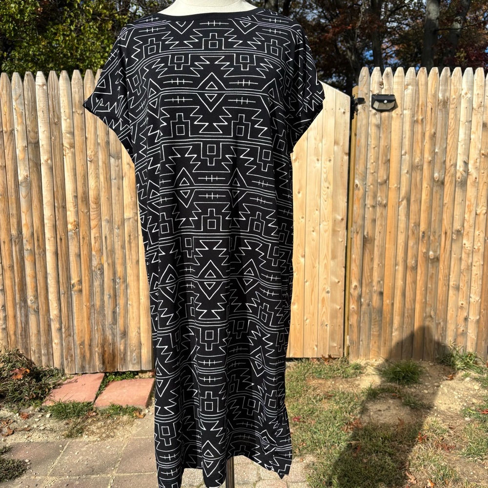 LuLaRoe Black and White Aztec Midi Dress